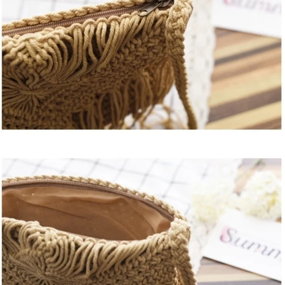 Bohemian Shoulder Bag Crocheted Crossbody Hippie purse 70s Style - Picture 12 of 16